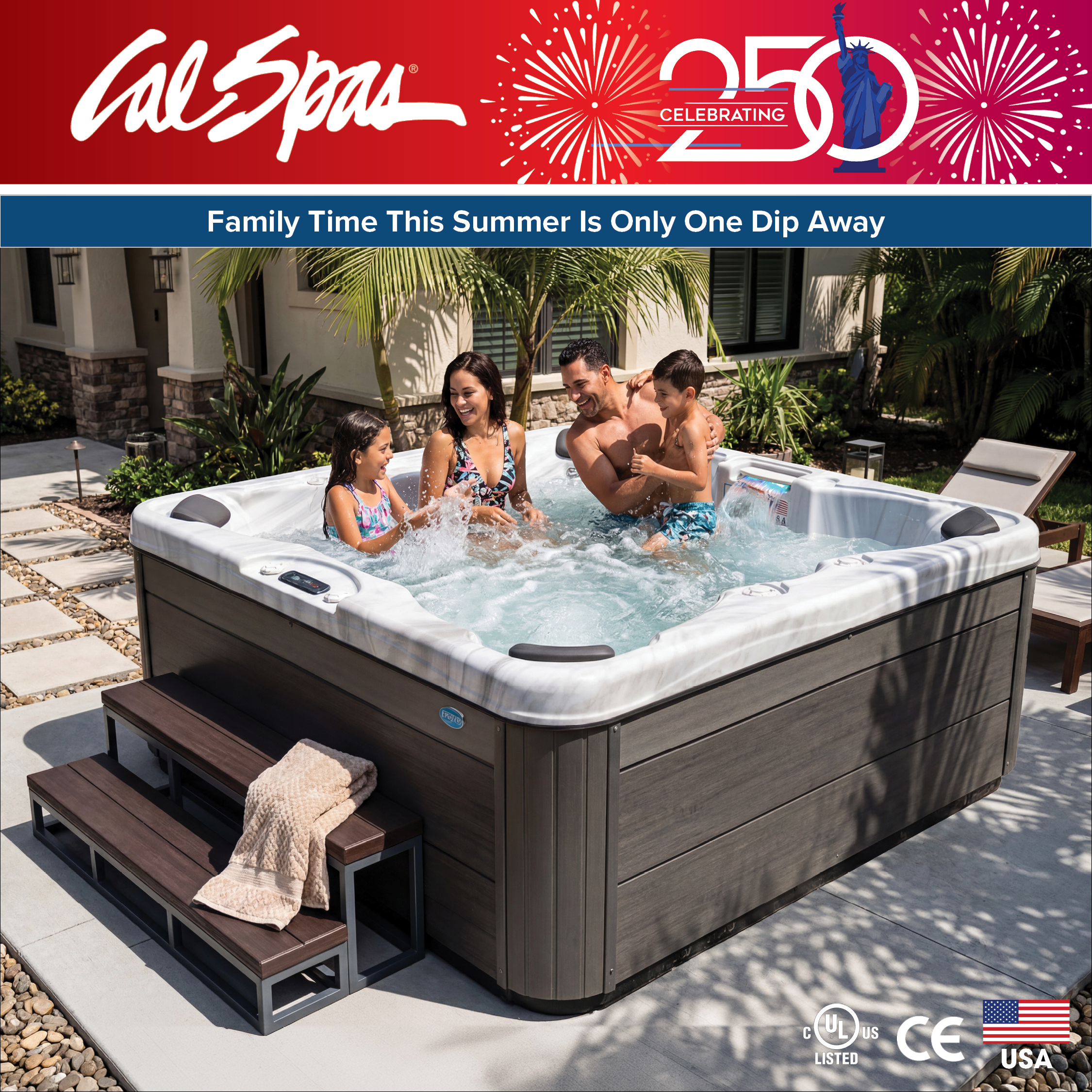 Calspas hot tub being used in a family setting - Glenwood Springs